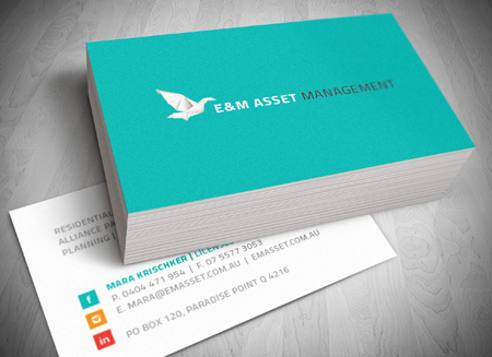 E & M Asset Management Gold Coast Logo, website and Letterhead and Stationary Design