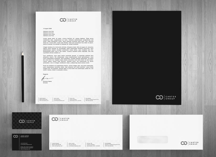 Carter Group Gold Coast Logo, website and Letterhead and Stationary Design