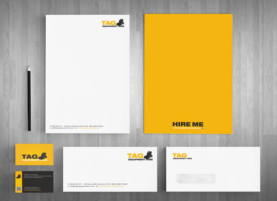 Gold Coast LOGO DESIGN - TAG Equipment Hire - Gold Coast Logo, website and Letterhead and Stationary Design