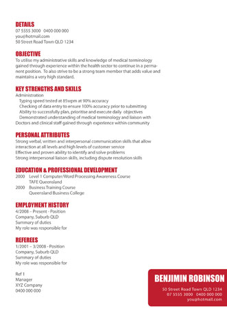 Gold Coast Curriculum Vitae Design and Resume Design